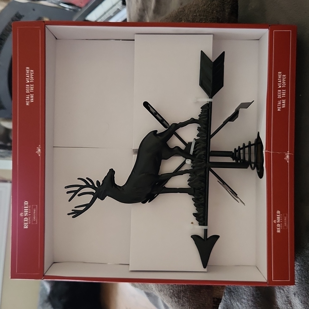 Red Shed Metal Deer Weather Vane Tree Topper